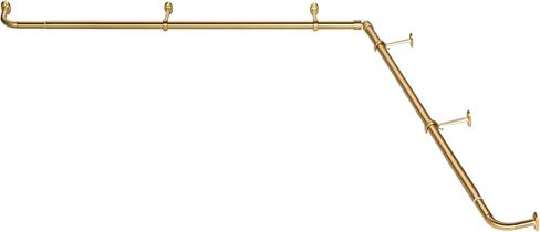 Corner Curtain Rod for Bay Window, L-shaped Curved 2 Sided 36-72 Inch Wrap Around Curtain Rods, Adjustable 1 Inch Drapery Rods for Bedroom Living Room,Matte Black in Saudi Arabia