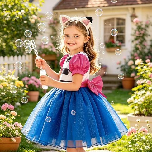 Cat Costume for Kids Cat Birthday Outfit Cat Dress for Girls Birthday Party Dress up Casual Wear 3-8Y in Saudi Arabia