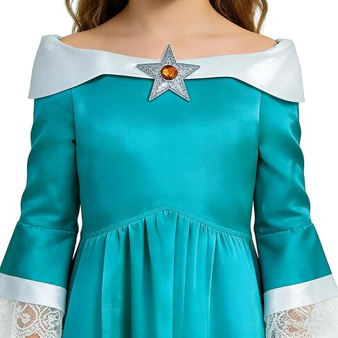 Princess Costume Dress for Girls Birthday Halloween Cosplay Dress Up With Crown Earrings Brooch Star Stick Accessories in Saudi Arabia