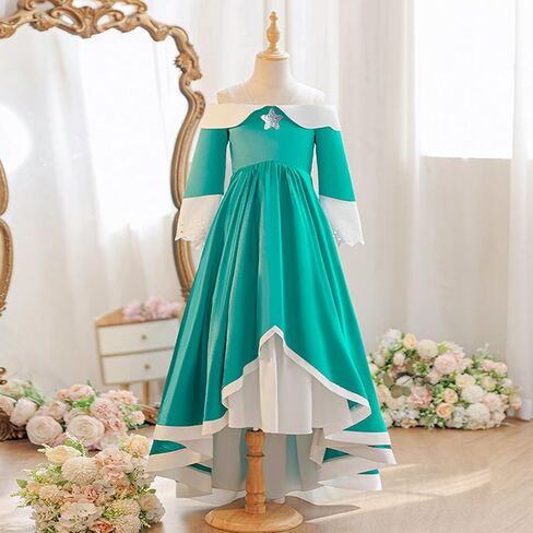 Princess Costume Dress for Girls Halloween Cosplay Party Dress Up With Crown Earrings Brooch Star Stick Accessories in Saudi Arabia
