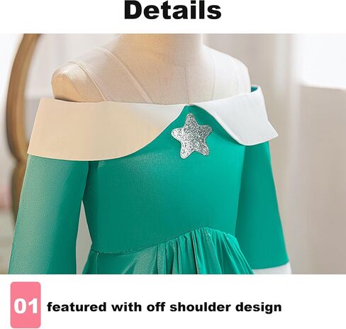 Princess Costume Dress for Girls Halloween Cosplay Party Dress Up With Crown Earrings Brooch Star Stick Accessories in Saudi Arabia