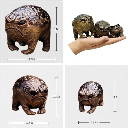 MOLMH 3-Pack Weird Frog Statue Set - Large, Medium, Small Sizes - Queer Grumpy Ugly Angry Toad Sculpture for Outdoor Garden Yard, Fun Novelty Home Office Decor, Unique Gift in Saudi Arabia