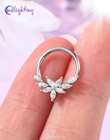 Melighting 16G زهرة الذهب خاتم الحاجز، 316L الفولاذ المقاوم للصدأ الحاجز المجوهرات يتوقف الجزء مع ماركيز تشيكوسلوفاكيا، 10 ملم أنيقة Daith ثقب المجوهرات للنساء in Kuwait