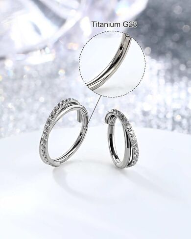 Melighting التيتانيوم مزدوجة الأنف الدائري هوب اللولب ثقب المجوهرات واضح تشيكوسلوفاكيا التيتانيوم higned الجزء الفرس الزنمة محارة ثقب المجوهرات للنساء 16 جرام 18 جرام 20 جرام in Kuwait