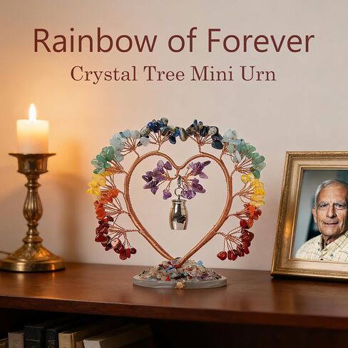 Small Keepsake Urn for Human Ashes,Stainless Steel Mini Sharing Urn with Colorful Crystal Tree of LifeDecorative Cremation Memorial Urn for Loss of Dad Mom Pet Dog or Cat in Saudi Arabia