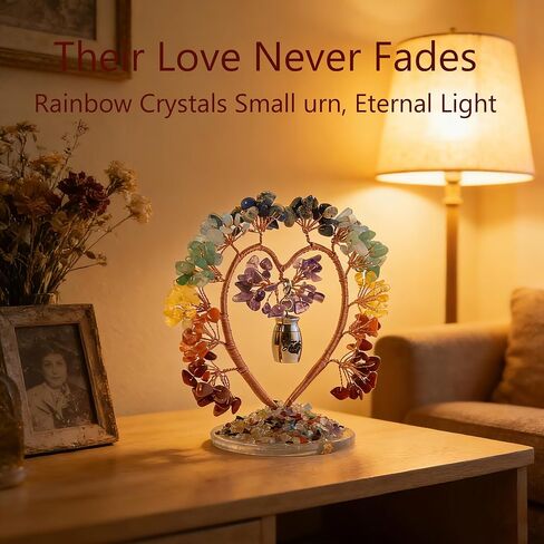 Small Keepsake Urn for Human Ashes,Stainless Steel Mini Sharing Urn with Colorful Crystal Tree of LifeDecorative Cremation Memorial Urn for Loss of Dad Mom Pet Dog or Cat in Saudi Arabia