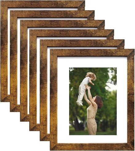 pojah 8x10 Picture Frame Set of 6,Black Photo Frame with Mat Display Pictures 5x7 or 8x10 Without Mat,PVC Glass,for Wall Home Office Décor (Black) in Saudi Arabia