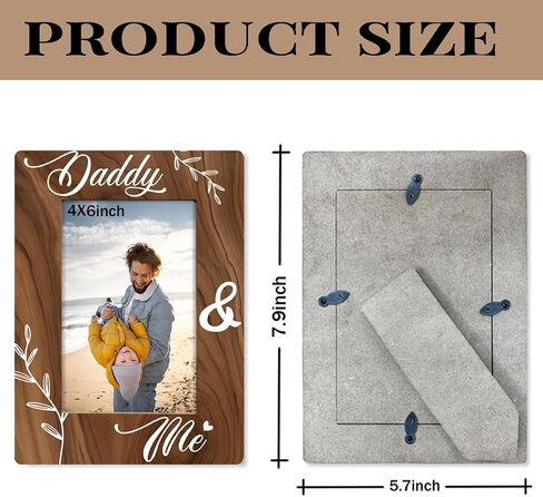 Daddy Gift from Daughter Son, Daddy & Me Photo Frame, Holds 4 x 6 Inch Photo, Farmhouse Wooden Picture Frame Gifts, Father's Day Gifts for Best Dad A1 in Saudi Arabia