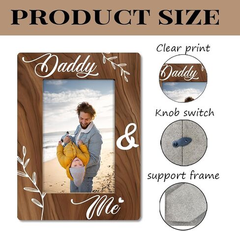 Daddy Gift from Daughter Son, Daddy & Me Photo Frame, Holds 4 x 6 Inch Photo, Farmhouse Wooden Picture Frame Gifts, Father's Day Gifts for Best Dad A1 in Saudi Arabia