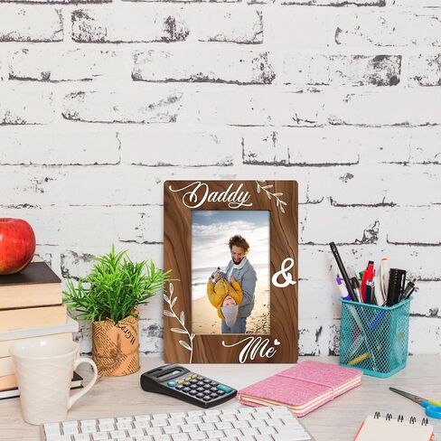 Daddy Gift from Daughter Son, Daddy & Me Photo Frame, Holds 4 x 6 Inch Photo, Farmhouse Wooden Picture Frame Gifts, Father's Day Gifts for Best Dad A1 in Saudi Arabia