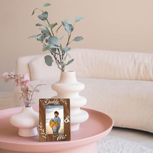 Daddy Gift from Daughter Son, Daddy & Me Photo Frame, Holds 4 x 6 Inch Photo, Farmhouse Wooden Picture Frame Gifts, Father's Day Gifts for Best Dad A1 in Saudi Arabia