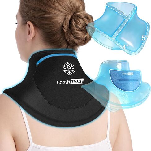 ComfiTECH Dual-Gel 30-Min Cooling Neck Ice Pack Wrap, Extra Long Detachable Cold Pack with Extended Coverage for Cervical, Shoulder and Rib, Reusable Hands-Free Relief for Stiff Neck, Large in Kuwait