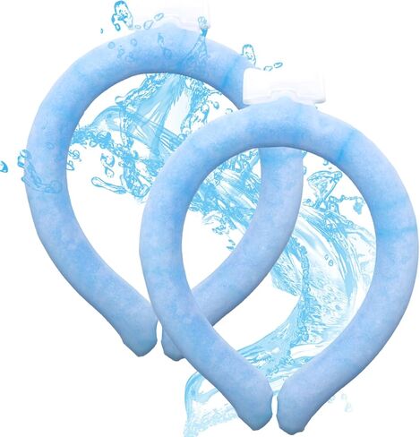 + Cooling Neck Wrap for Fever Relief, Summer Heat Cooler, Reusable Ice Pack for Hot Flashes, Neck Cooling Tube, Breathable and Wearable,Blue (2packs) in Kuwait