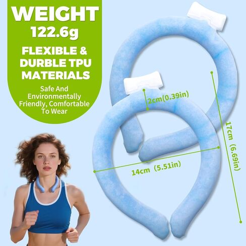 + Cooling Neck Wrap for Fever Relief, Summer Heat Cooler, Reusable Ice Pack for Hot Flashes, Neck Cooling Tube, Breathable and Wearable,Blue (2packs) in Kuwait