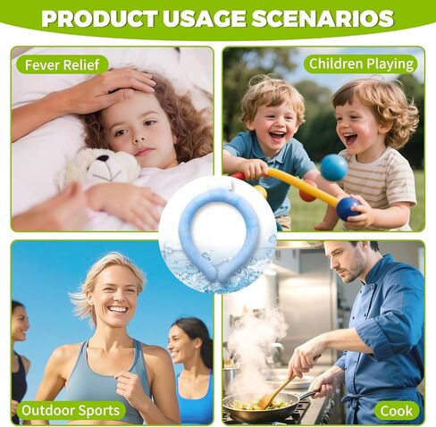 + Cooling Neck Wrap for Fever Relief, Summer Heat Cooler, Reusable Ice Pack for Hot Flashes, Neck Cooling Tube, Breathable and Wearable,Blue (2packs) in Kuwait