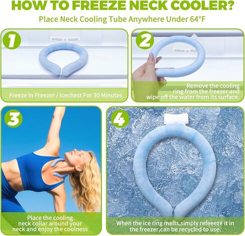 + Cooling Neck Wrap for Fever Relief, Summer Heat Cooler, Reusable Ice Pack for Hot Flashes, Neck Cooling Tube, Breathable and Wearable,Blue (2packs) in Kuwait