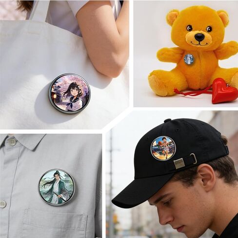 Digital Badge Pin with Anime Themed Pixel Screen, Bluetooth HD Touchscreen Badge Electronic Smart Display, 1.70-inch 360x360 Resolution Photo Video GIF for Cosplay, Conventions, Events in Saudi Arabia