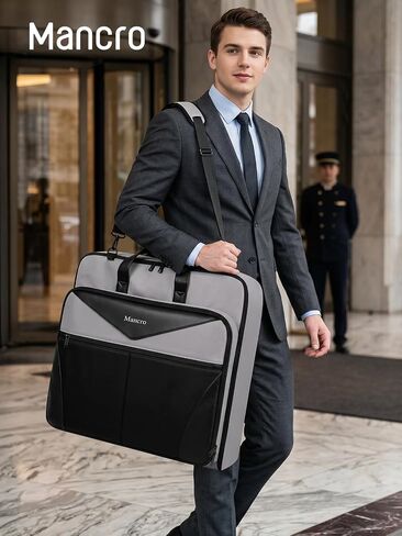 Mancro Garment Bags for Travel, Suit Bag Travel Fits 5 Suits with Shoe Pocket, Wrinkle Free Carry on Garment Bags for Hanging Clothes with Luggage Sleeve, Waterproof Suit Garment Bag for Men Women in Saudi Arabia