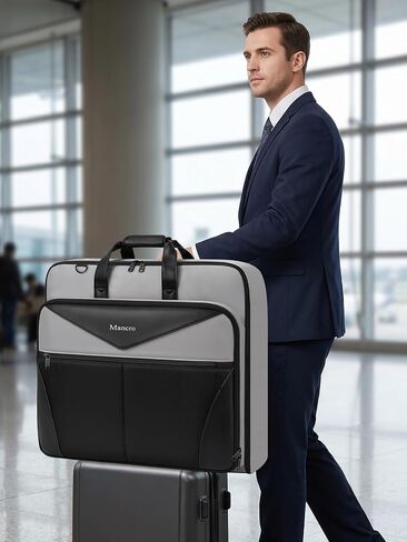Mancro Garment Bags for Travel, Suit Bag Travel Fits 5 Suits with Shoe Pocket, Wrinkle Free Carry on Garment Bags for Hanging Clothes with Luggage Sleeve, Waterproof Suit Garment Bag for Men Women in Saudi Arabia