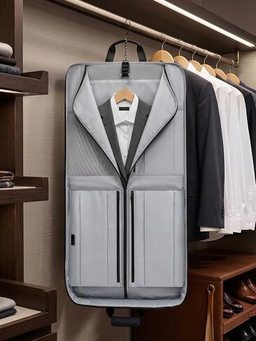 Mancro Garment Bags for Travel, Suit Bag Travel Fits 5 Suits with Shoe Pocket, Wrinkle Free Carry on Garment Bags for Hanging Clothes with Luggage Sleeve, Waterproof Suit Garment Bag for Men Women in Saudi Arabia