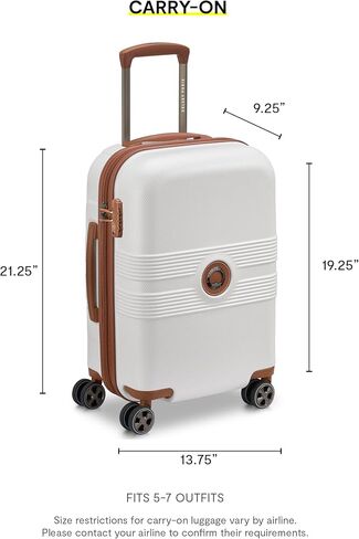 DELSEY PARIS Flanerie SE - Hardside Carry-On Luggage 19 Inch - 360° Dual Spinner Wheels - TSA Lock - 5-Year Warranty - Lightweight Polycarbonate Travel Suitcase with Vegan Leather, Champagne in Kuwait