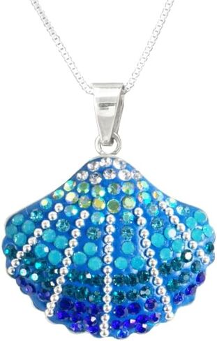 Mosaico Small Sea Shell Pendant, 925 Sterling Silver Handmade Crystal Jewelry, Artisan Mexican Silversmith Pendant in Saudi Arabia