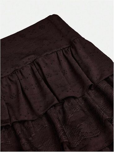 WDIRARA Women's Plus Size Y2k Lace Mini Skirt Tiered Layered Ruffle A Line Skirts in Kuwait