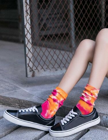 Tie Dye Socks for Men Women, Soft Cotton Blend Crew Socks, 5-Pack Unisex Novelty Socks, One Size Fits Most in Kuwait