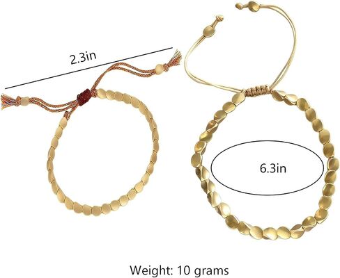 2 Pcs Tibetan Copper Bead Bracelet Set Handmade Braided Cotton Bracelet Lucky Energy Healing for Strength Adjustable Spiritual Unisex Copper Bracelet Gift for Women and Men in Saudi Arabia