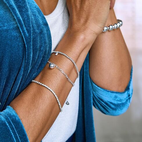 Silpada 'Quiet Glint' Sterling Silver Hematite Stretch Bracelet, 7" (2.5mm) in Kuwait