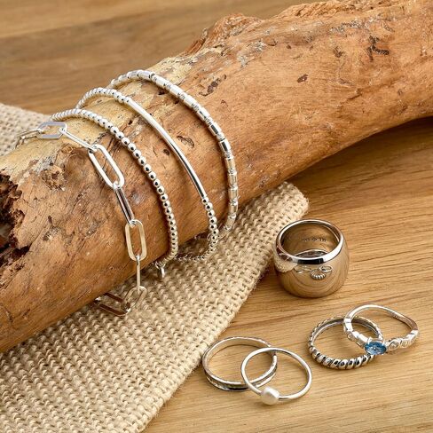 Silpada 'Quiet Glint' Sterling Silver Hematite Stretch Bracelet, 7" (2.5mm) in Kuwait