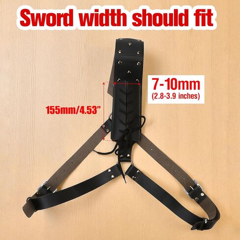 Medieval Back Holster Sword Holder - Adjustable PU Leather Strap, Katana Sheath Frog Shoulder Belt for Armor, Renaissance, Vikings Cosplay, and Warrior Costume with Buckle Crossbody Case in Kuwait