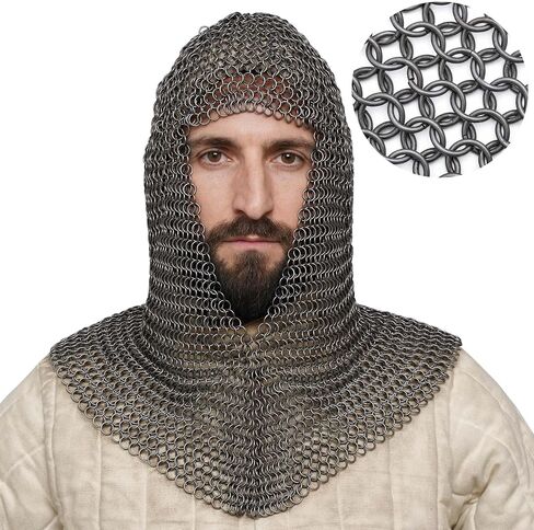 Lord of Battles Medieval Chainmail Coif Hood - Chain Mail Head Armor for LARP, Reenactment & Costume in Kuwait