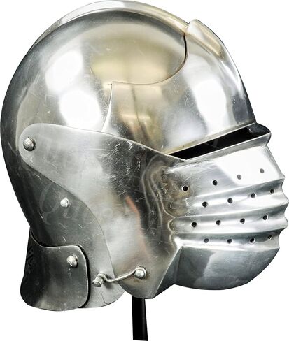 Medieval North Italian Bellows face visored Sallet Late Helmet Also for LARP Silver German Spartan Roman Helmet European Kettle Hate Viking mask Barbuta Crusader Gloves Gauntlet Half in Saudi Arabia