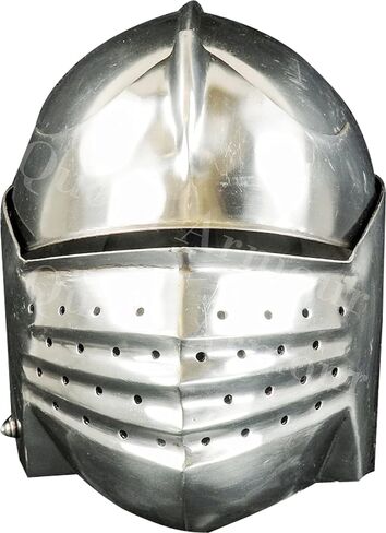Medieval North Italian Bellows face visored Sallet Late Helmet Also for LARP Silver German Spartan Roman Helmet European Kettle Hate Viking mask Barbuta Crusader Gloves Gauntlet Half in Saudi Arabia