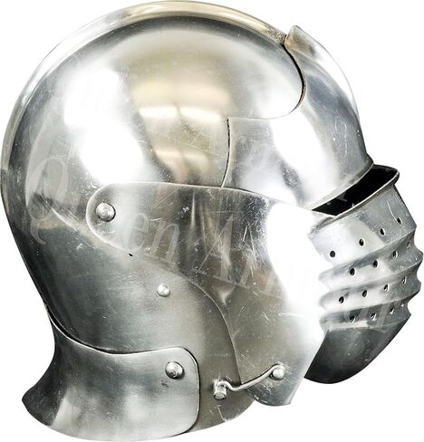Medieval North Italian Bellows face visored Sallet Late Helmet Also for LARP Silver German Spartan Roman Helmet European Kettle Hate Viking mask Barbuta Crusader Gloves Gauntlet Half in Saudi Arabia