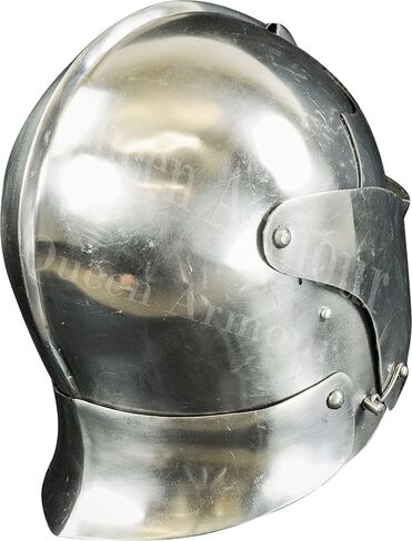 Medieval North Italian Bellows face visored Sallet Late Helmet Also for LARP Silver German Spartan Roman Helmet European Kettle Hate Viking mask Barbuta Crusader Gloves Gauntlet Half in Saudi Arabia