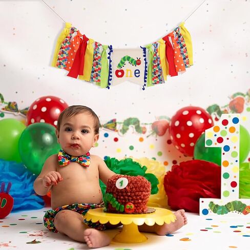 Caterpillar One High Chair Banner - Funny 1st Birthday Decorations,Hungry Caterpillar Colorful Ribbon Banner,First Fruit Birthday Highchair Garland,Colorful Cake Smash Party Photo Props in Kuwait
