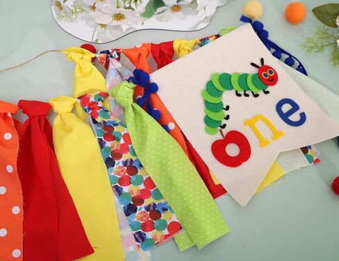 Caterpillar One High Chair Banner - Funny 1st Birthday Decorations,Hungry Caterpillar Colorful Ribbon Banner,First Fruit Birthday Highchair Garland,Colorful Cake Smash Party Photo Props in Kuwait