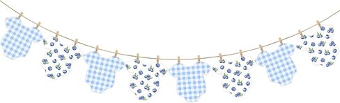 Blueberry Themed Baby Shower Bunting Banners Blue Checkered Onesie Garland with Wooden Clips for Berry First Birthday, Sweet One Boy Party Decorations in Saudi Arabia