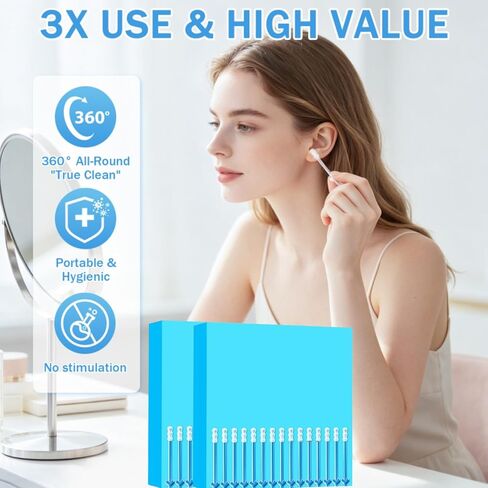 Earwax Removal Adhesive Swabs Ear Wax Removal Tool, 48 Pcs Sticky Ear Cleaning Stick with Dust Cover, 2026 Upgraded Reusable Earwax Cleaner Tool in Kuwait