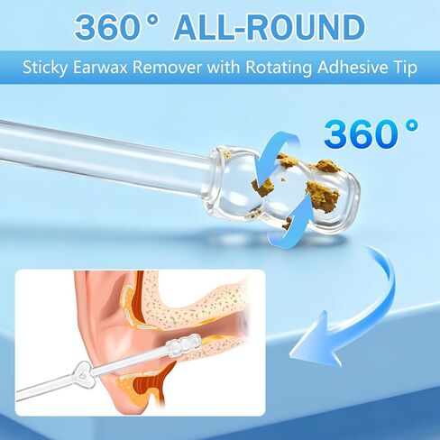 Earwax Removal Adhesive Swabs Ear Wax Removal Tool, 48 Pcs Sticky Ear Cleaning Stick with Dust Cover, 2026 Upgraded Reusable Earwax Cleaner Tool in Kuwait
