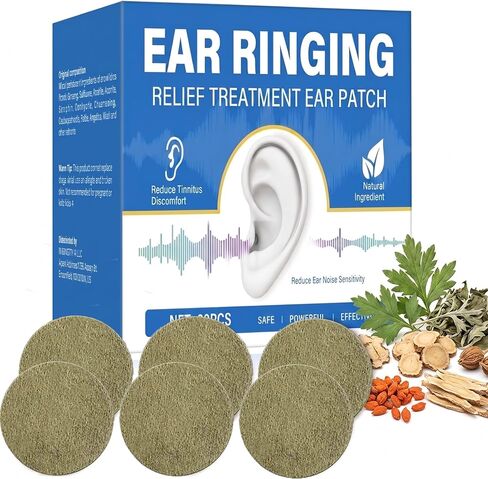 Tinnitus Relief for Ringing Ears, 60 Pcs Tinnitus Relief Patch for Ear Noise and Buzzing, Natural Gentle Ear Patch to Support for Auditory Comfort, Ears Care Patches for Daily Use, for Men and Women in Saudi Arabia