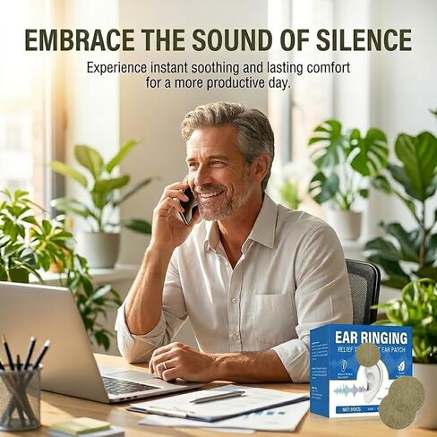 Tinnitus Relief for Ringing Ears, 60 Pcs Tinnitus Relief Patch for Ear Noise and Buzzing, Natural Gentle Ear Patch to Support for Auditory Comfort, Ears Care Patches for Daily Use, for Men and Women in Saudi Arabia