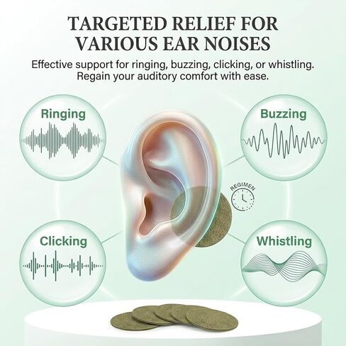Tinnitus Relief for Ringing Ears, 60 Pcs Tinnitus Relief Patch for Ear Noise and Buzzing, Natural Gentle Ear Patch to Support for Auditory Comfort, Ears Care Patches for Daily Use, for Men and Women in Saudi Arabia