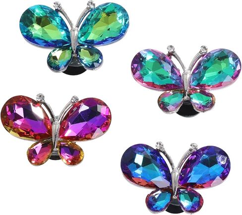 4PCS Crystal Butterfly Beach Bag Shoes Accessories Charms Alloy Glass Charms Compatible with Bogg Bags Women Accessories for Party and Birthday Gifts in Saudi Arabia