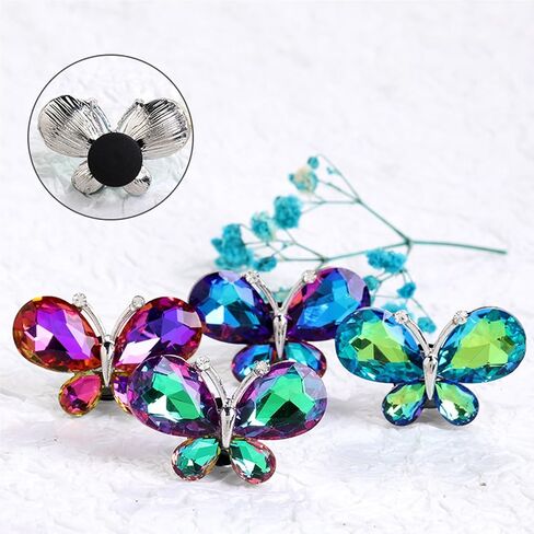 4PCS Crystal Butterfly Beach Bag Shoes Accessories Charms Alloy Glass Charms Compatible with Bogg Bags Women Accessories for Party and Birthday Gifts in Saudi Arabia