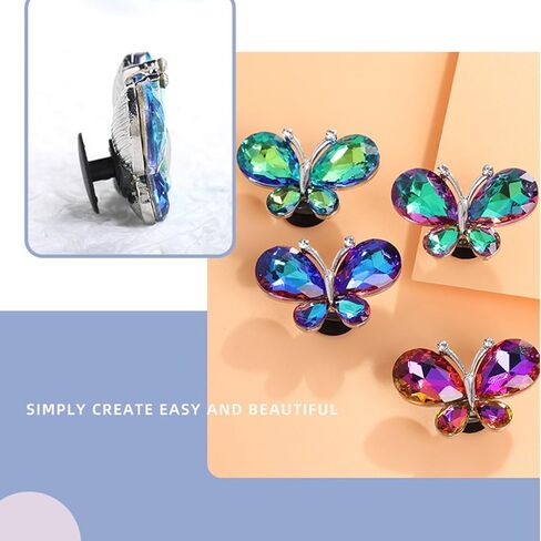 4PCS Crystal Butterfly Beach Bag Shoes Accessories Charms Alloy Glass Charms Compatible with Bogg Bags Women Accessories for Party and Birthday Gifts in Saudi Arabia