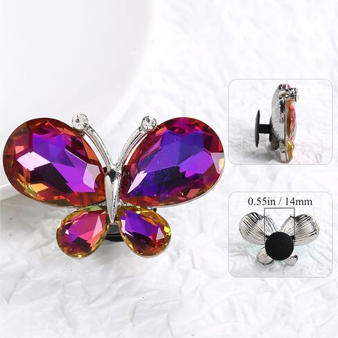 4PCS Crystal Butterfly Beach Bag Shoes Accessories Charms Alloy Glass Charms Compatible with Bogg Bags Women Accessories for Party and Birthday Gifts in Saudi Arabia