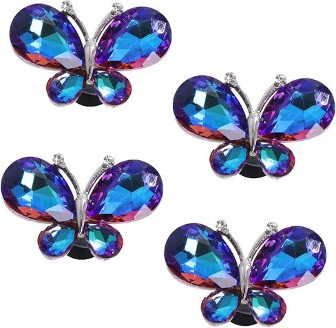 4PCS Crystal Butterfly Beach Bag Shoes Accessories Charms Alloy Glass Charms Compatible with Bogg Bags Women Accessories for Party and Birthday Gifts in Kuwait
